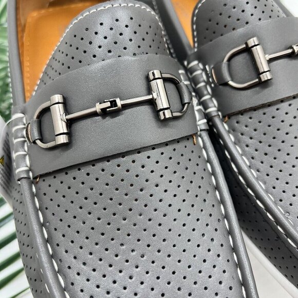 Aston Marc Men's Grey Perforated Moccasin Toe Driving Loafers Size 11 NWB - Picture 4 of 12